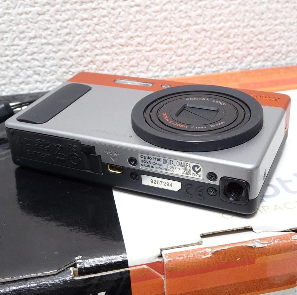 PENTAX Optio H90 Orange Silver Compact Digital Camera 12MP Tested