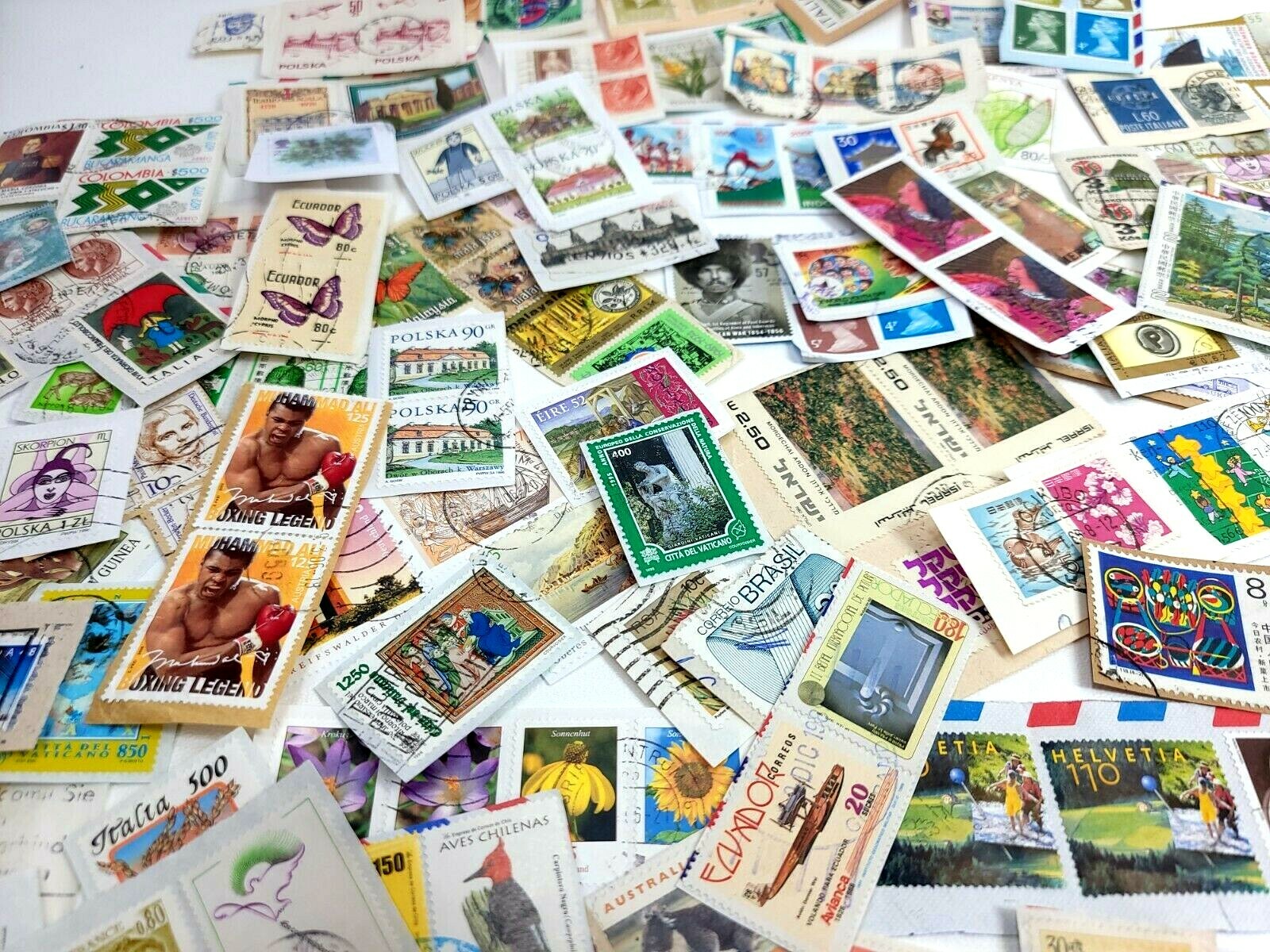 QUARTER POUND of FOREIGN Stamp KILOWARE Mix ON Paper