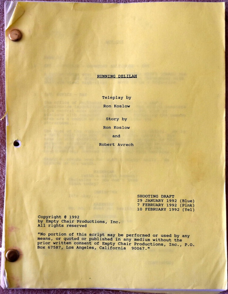1992 Original "Running Delilah" Shooting Draft Screenplay Script