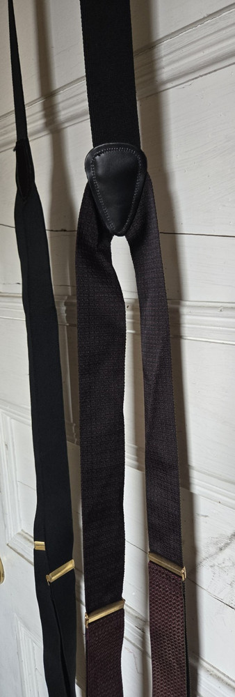 Two Suspenders Black & Multicolored Metal Button-Hole Elastic Adjustable