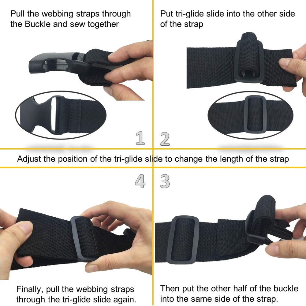 2 Inch Flat Dual Adjustable Plastic Quick Side Release Plastic Buckles 2 Set