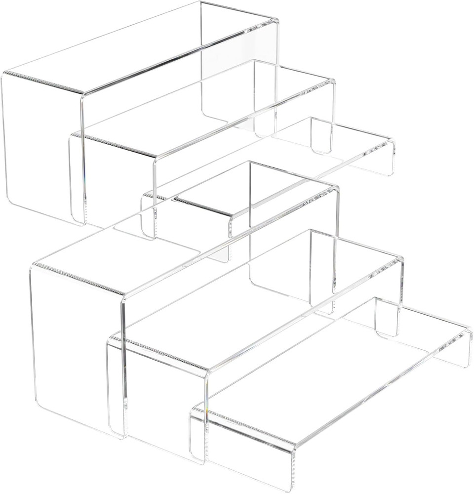 Acrylic Display Riser, 3 Pcs 9" Large Acrylic Risers, Clear Rectangular Stands f