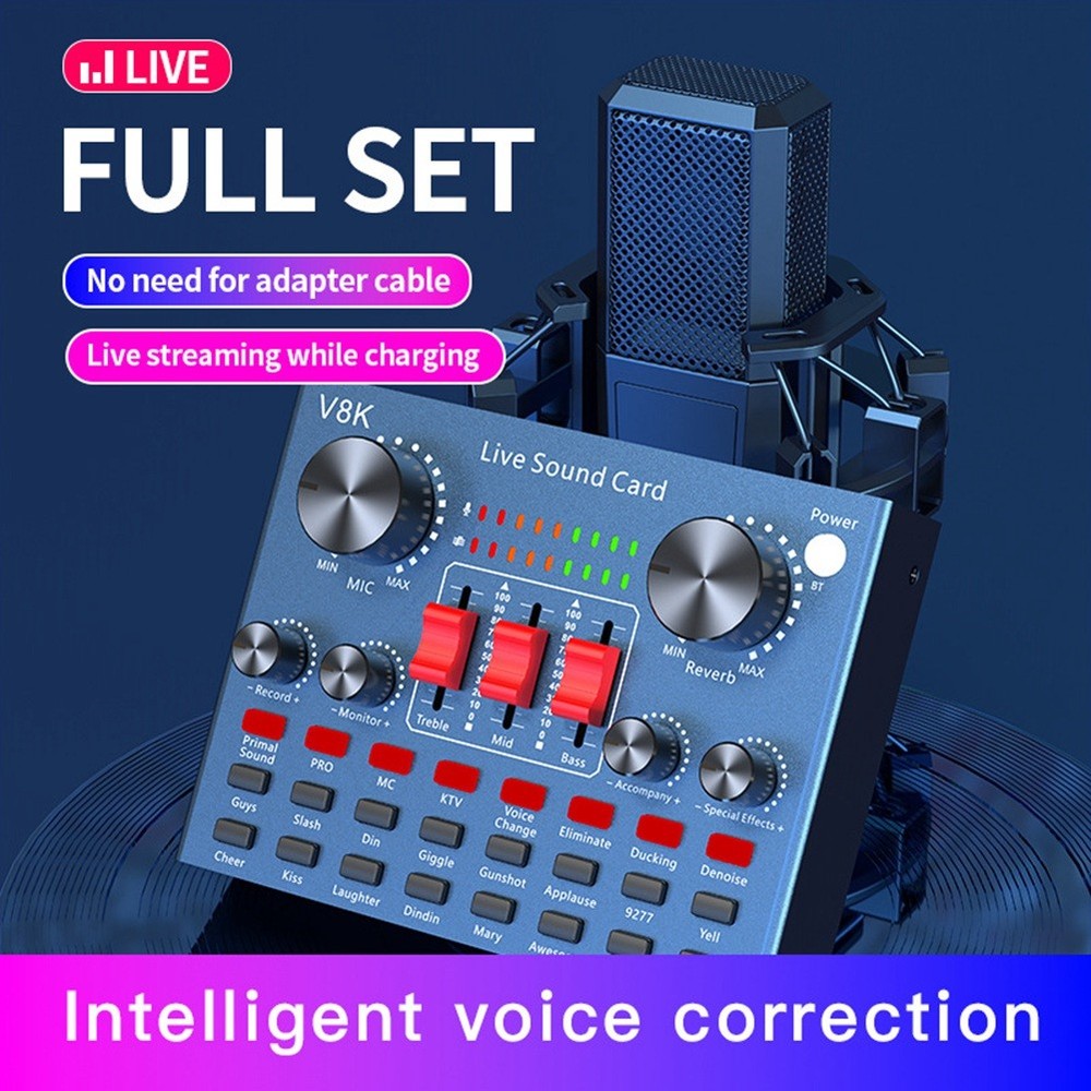 V8K Audio USB External Sound Card Multi Portable Microphone Live Broadcast8292