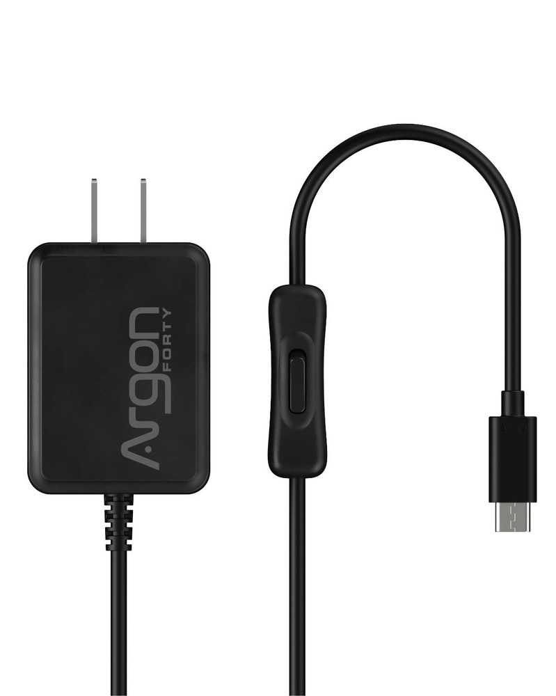 Argon USB C Power Supply with Switch | Raspberry Pi 4 Black