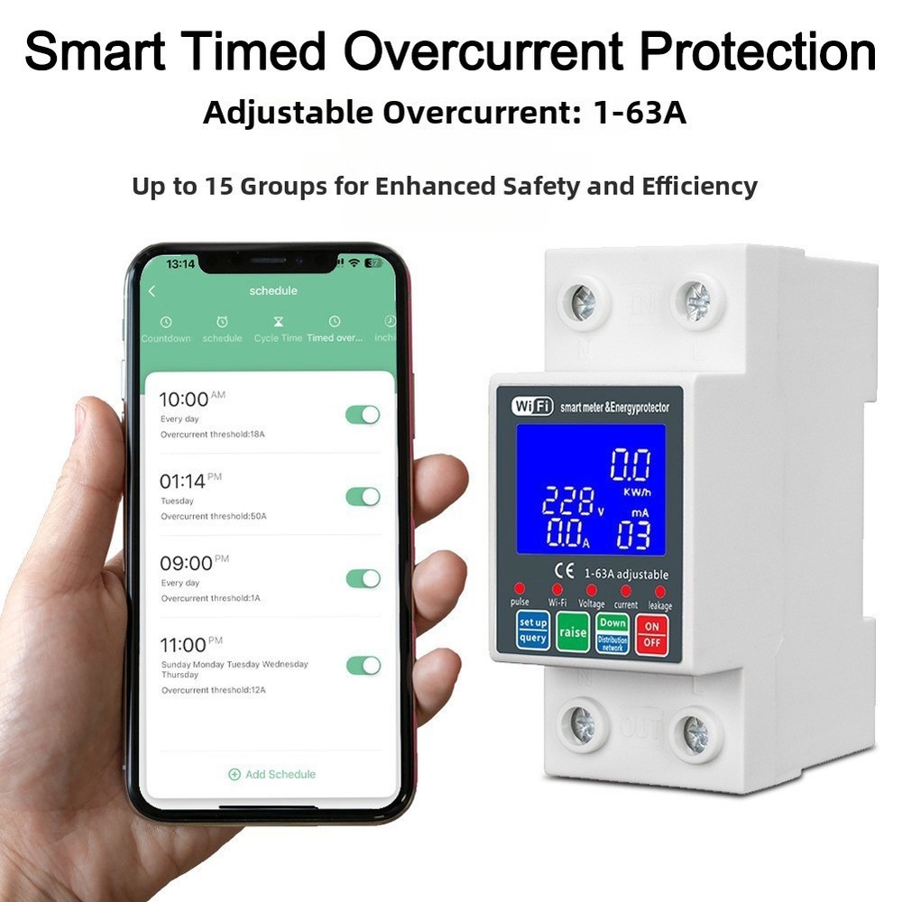 Smart WiFi Water Pump Controller for Tuya App with Overcurrent Delay and Safety