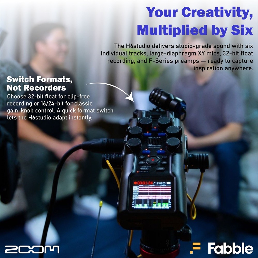 Zoom H6studio 8-Track 32-Bit Float Handy Recorder Bundle