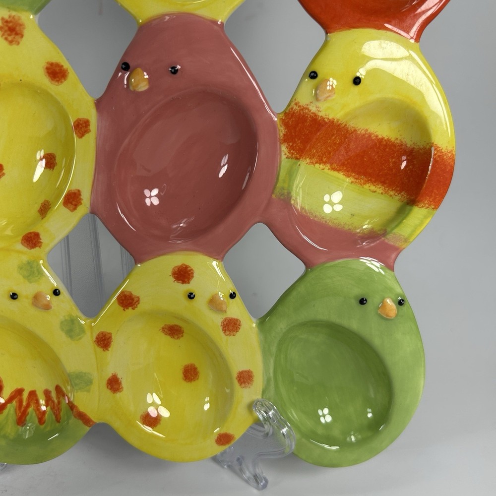 Department 56 Chicks Chicken Ceramic Deviled Egg Plate ~ Holds 12 Deviled Eggs