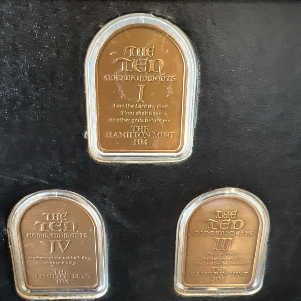 Hamilton Mint Ten Commandments Bronze Ingots with Case & Frame COA #0232/5000