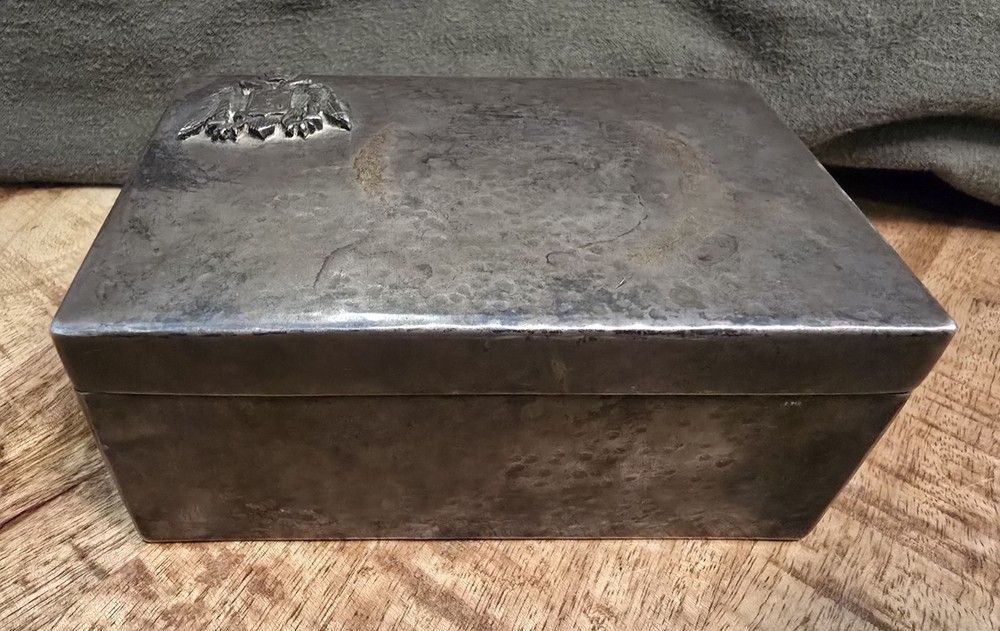 440 gm Solid Silver Antique Hinged Silver Box Snuff Cigarettes 90%