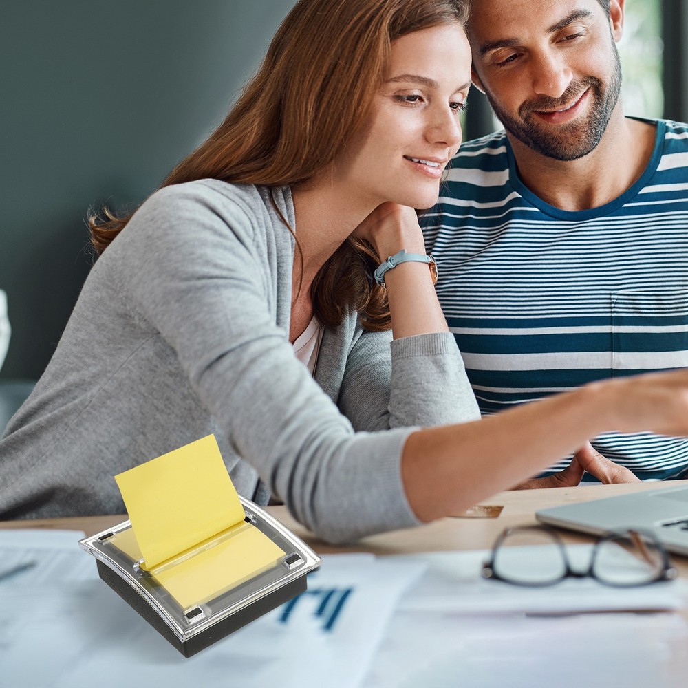 Sticky Note Dispenser, 2Pcs 3x3"Posted Note Holder Sticky Notes, Black
