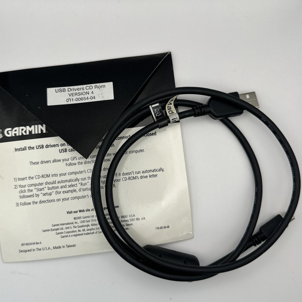 Garmin GPS USB Drivers CD-ROM Version 4 011-00654-04 With Cable