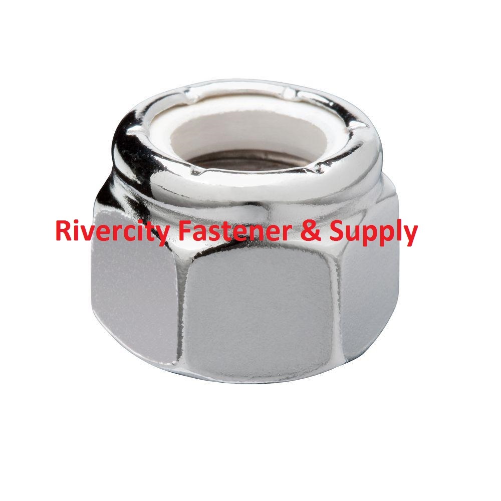 (4) 3/8-16 Hex Nylon Insert Lock Nuts 3/8 x 16 Coarse Thread Nylock Chrome