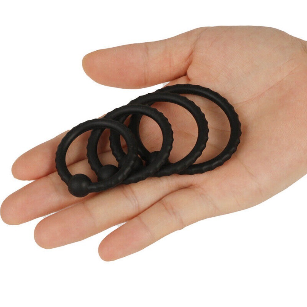 Penis Extender Enlarger Sleeve Ring Reusable Delay Ejaculation for Male 4 Ring