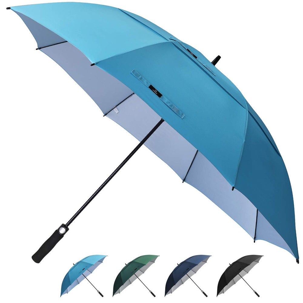 62 Inch Extra Large Golf Umbrella Double Canopy Automatic Open Sun Rain Stick...