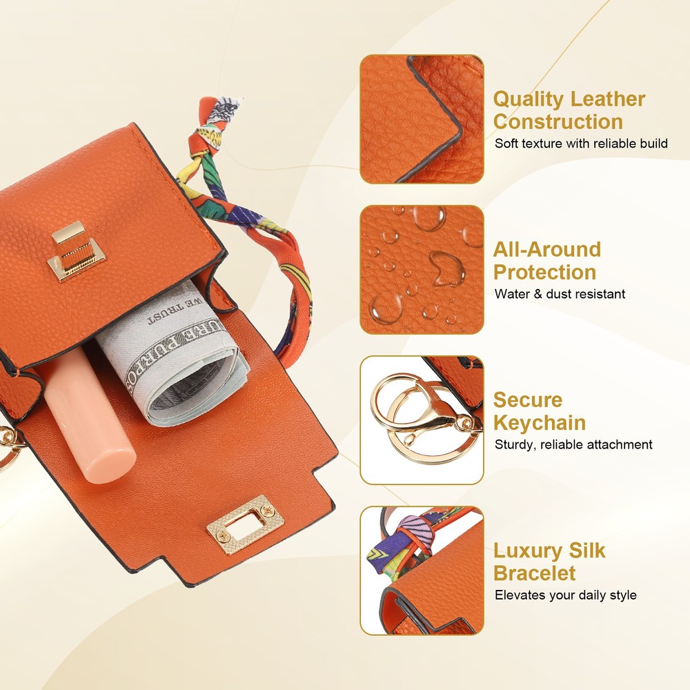 2 Pcs Mini Backpack Keychain Pouch, Red/Orange
