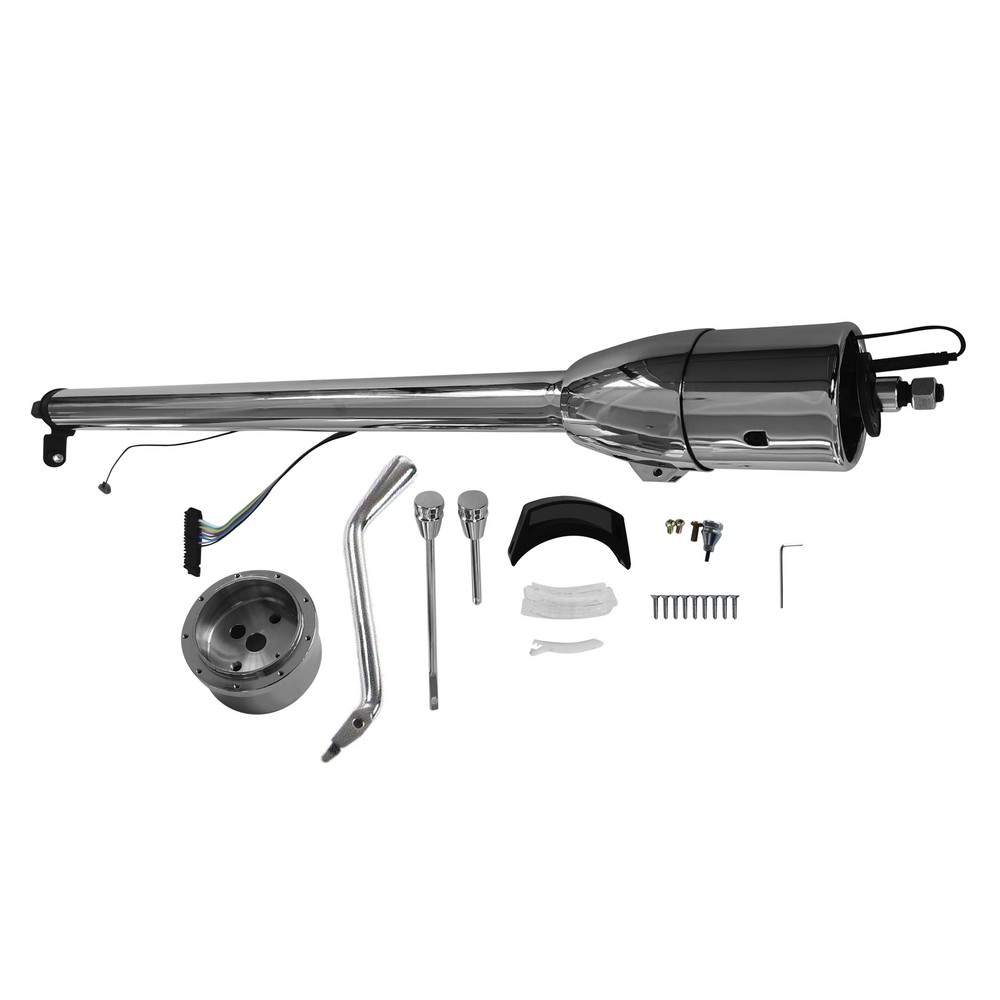 Tilt Auto 32" Steering Column No Key & Shift Indicator W/ Wheel Adapter Chrome