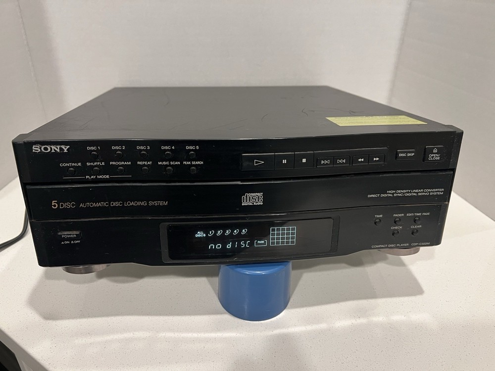 SONY CDP-C322M 5 Disc Carousel CD Player Deck High Density Linear NoRemote WORKS