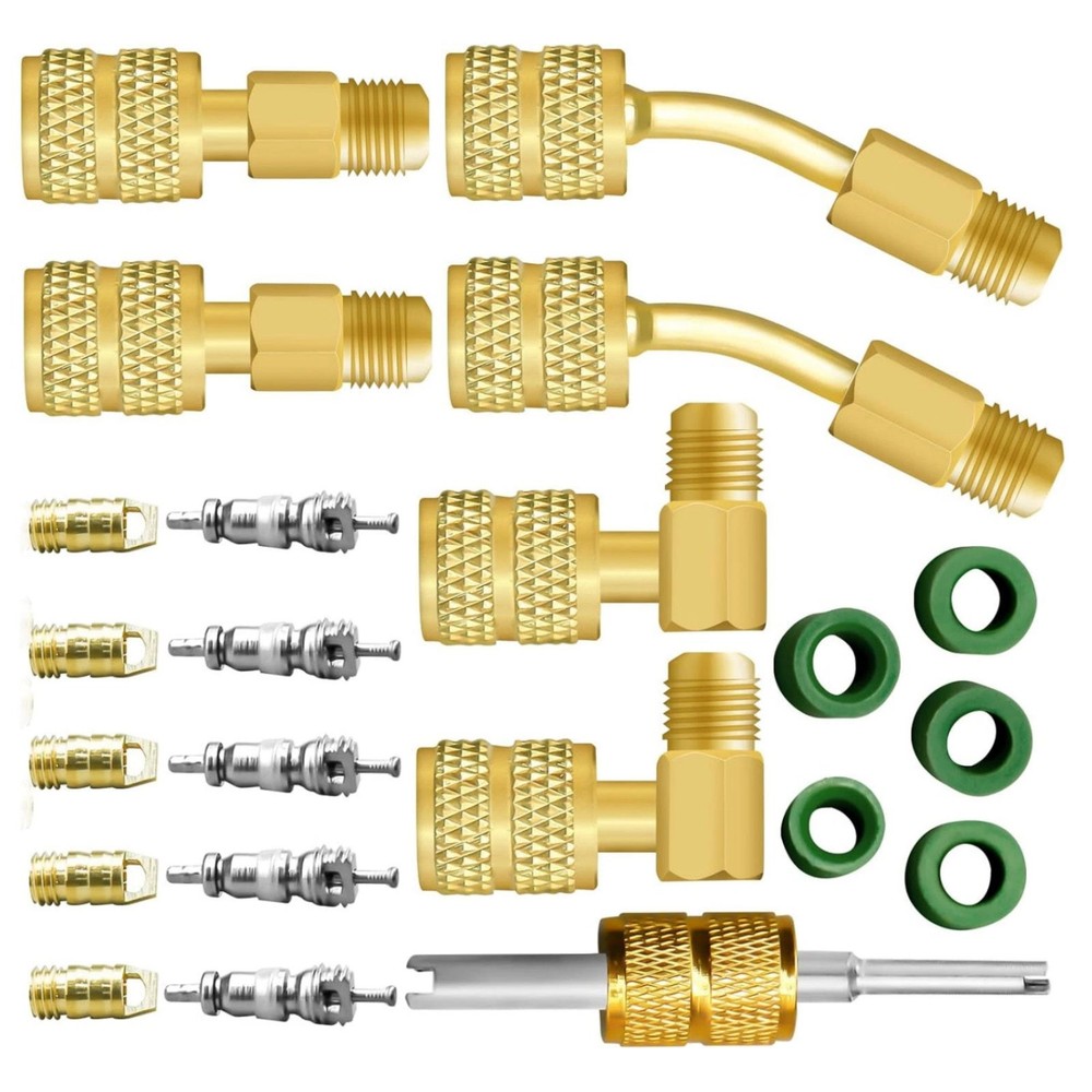 R410A Useful Adapter Kit Mini Split Adapter 5/16 To 1/4 Coupler Brass+Rubber