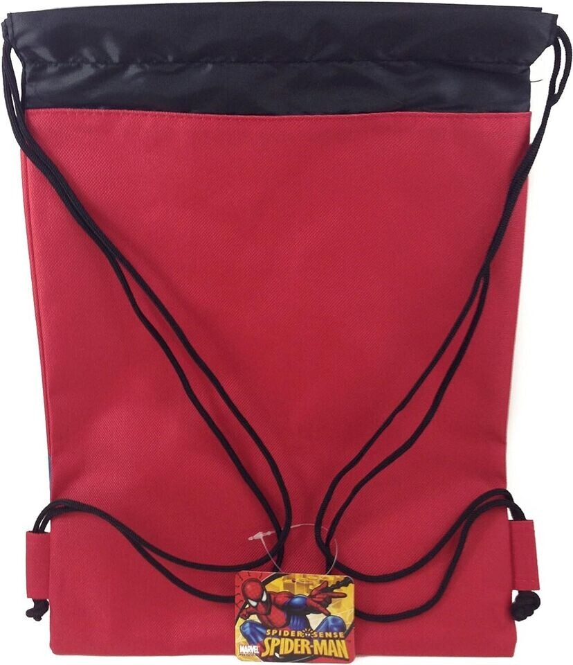 Marvel Spiderman Drawstring Backpack School Gym Tote Bag Red