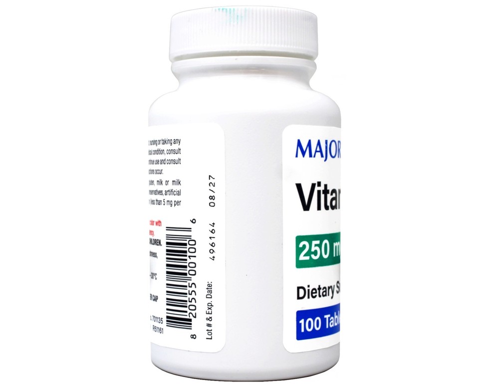 3 Pack - MAJOR Vitamin C 250 mg Ascorbic Acid Tablets, 100 Count