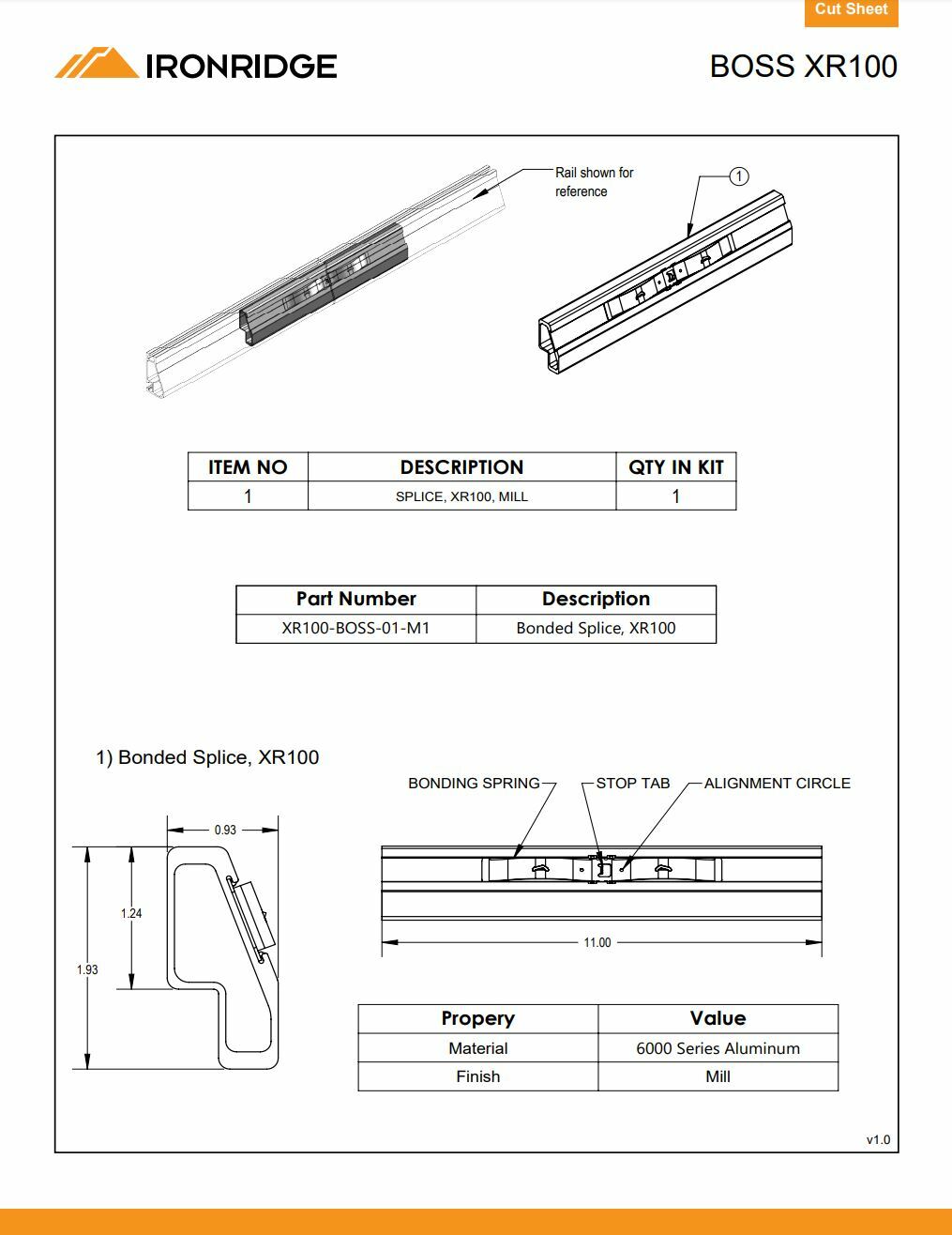 IronRidge XR100-BOSS-01-M1 BOSS Bonded Structural Splice