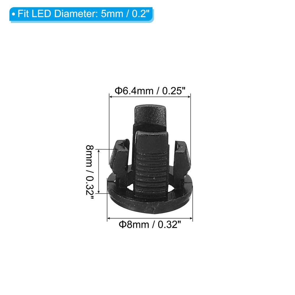 50pcs 5mm Light Emitting Diode Holder Clip Bulb Socket Panel LED Holders