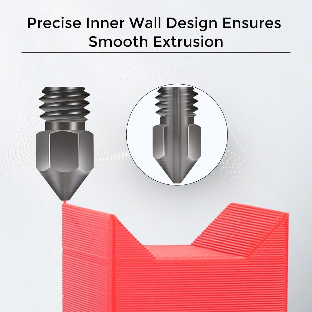 Creality 8pcs 3D Printer Hardened Steel MK8 Nozzles, Upgraded Tungsten Black