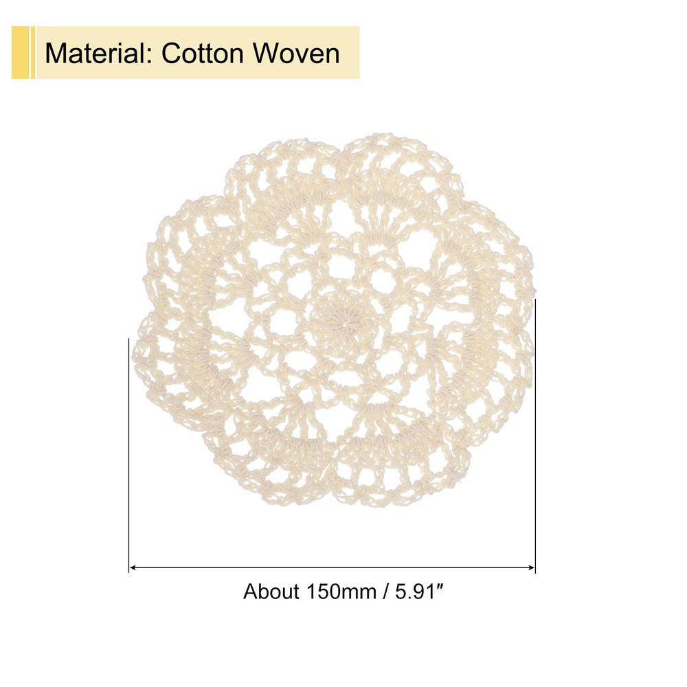 Fabric Coasters, 4pcs 6" with Floral Pattern for Decoration (Beige)