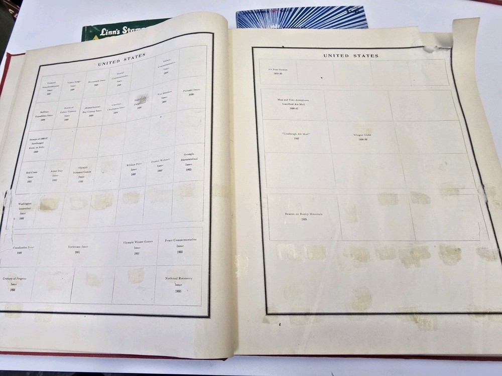 Antique 1933 Modern Postage Stamp Album 11x9.5 Stamps Removed On Some Pages