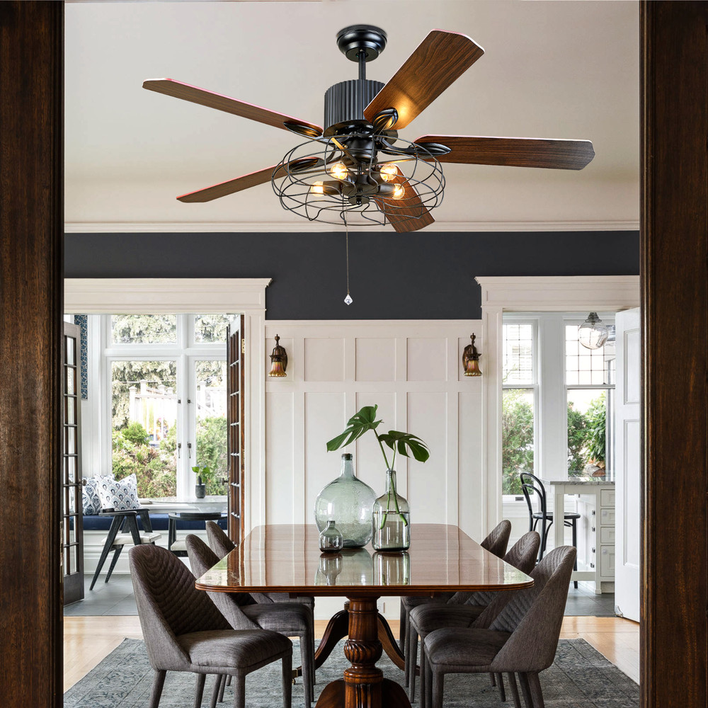52Inch Industrial Ceiling Fan with Light Kit Dimmable