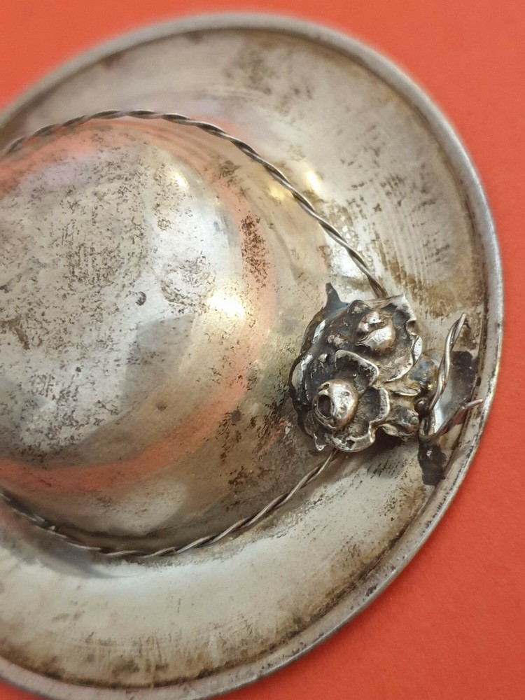 Antique Sterling Silver Hat Handmade Miniature.