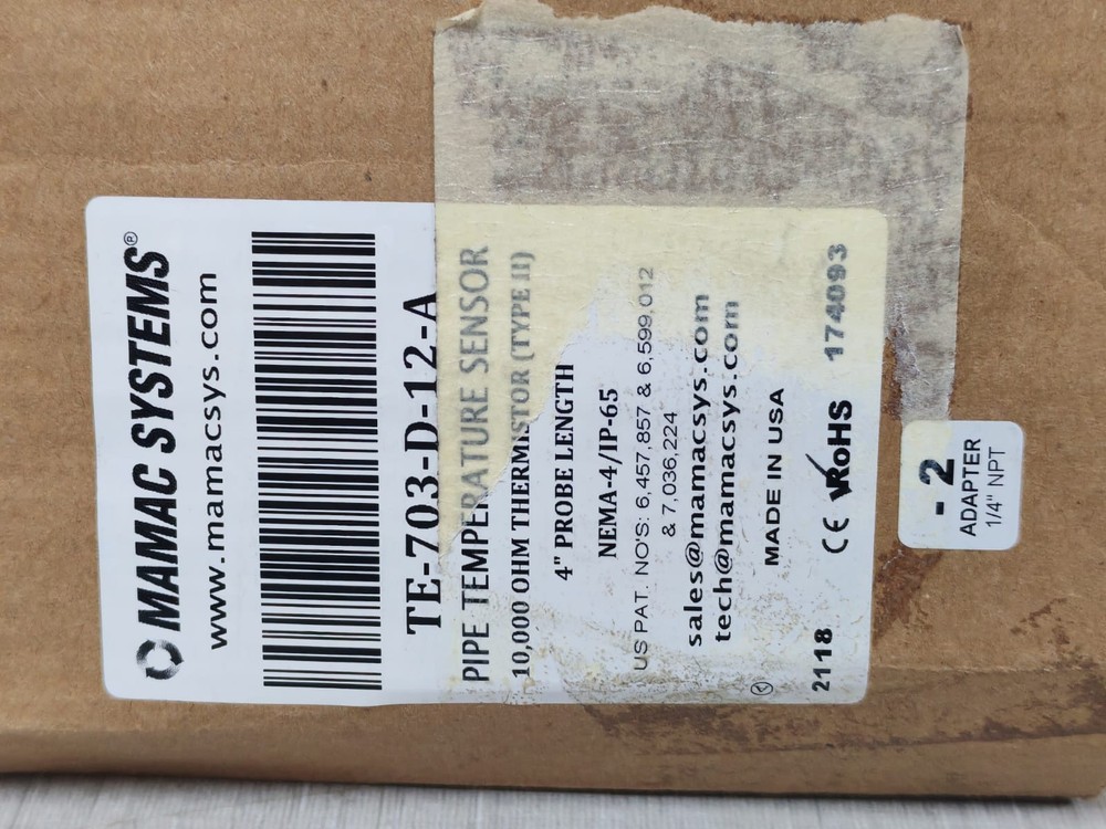 Mamac Systems TE-703-D-12-A Pipe Temperature Sensor