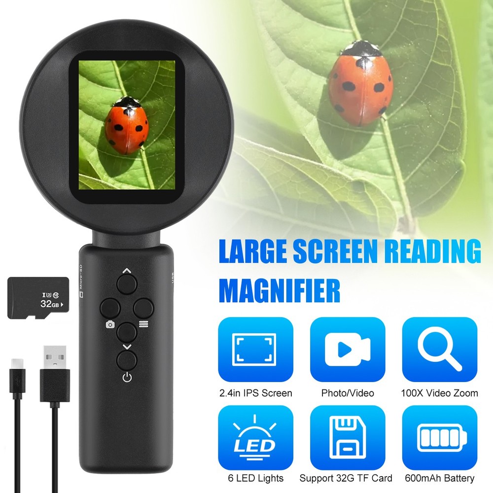 100X Portable Digital Microscope 2.0 Inch Screen Microscop Handheld Magnifying