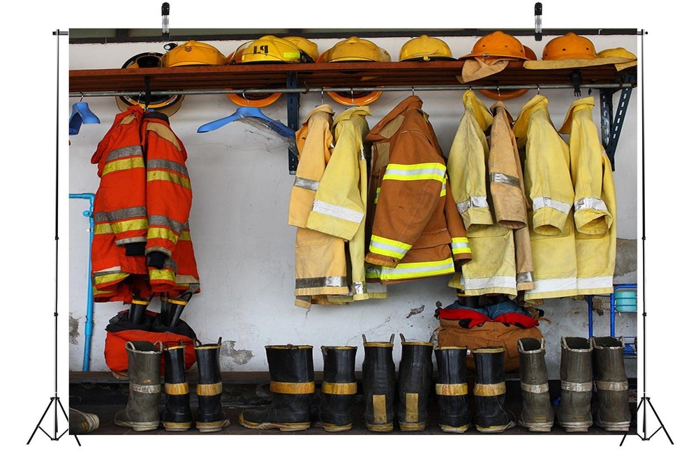 7x5ft Fabric Firefighter Theme Backdrop for Photography Fire Station Interior