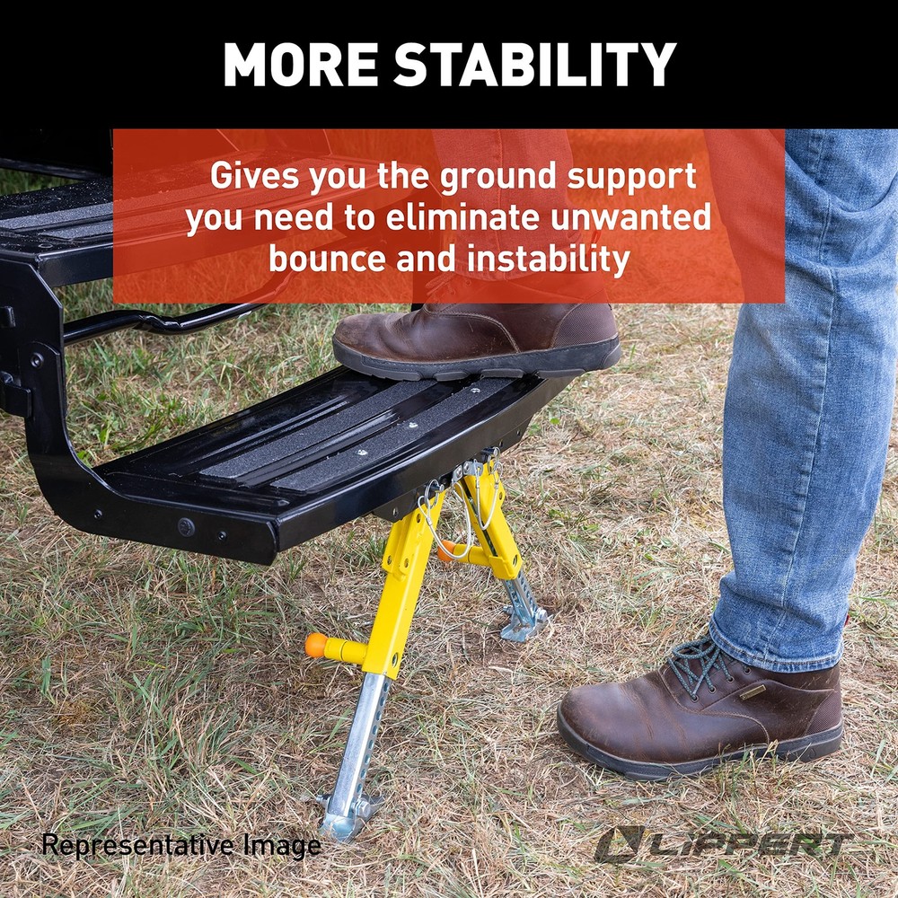 Lippert Solid Stance RV Step Stabilizer Kit for 5th Wheels, Travel black