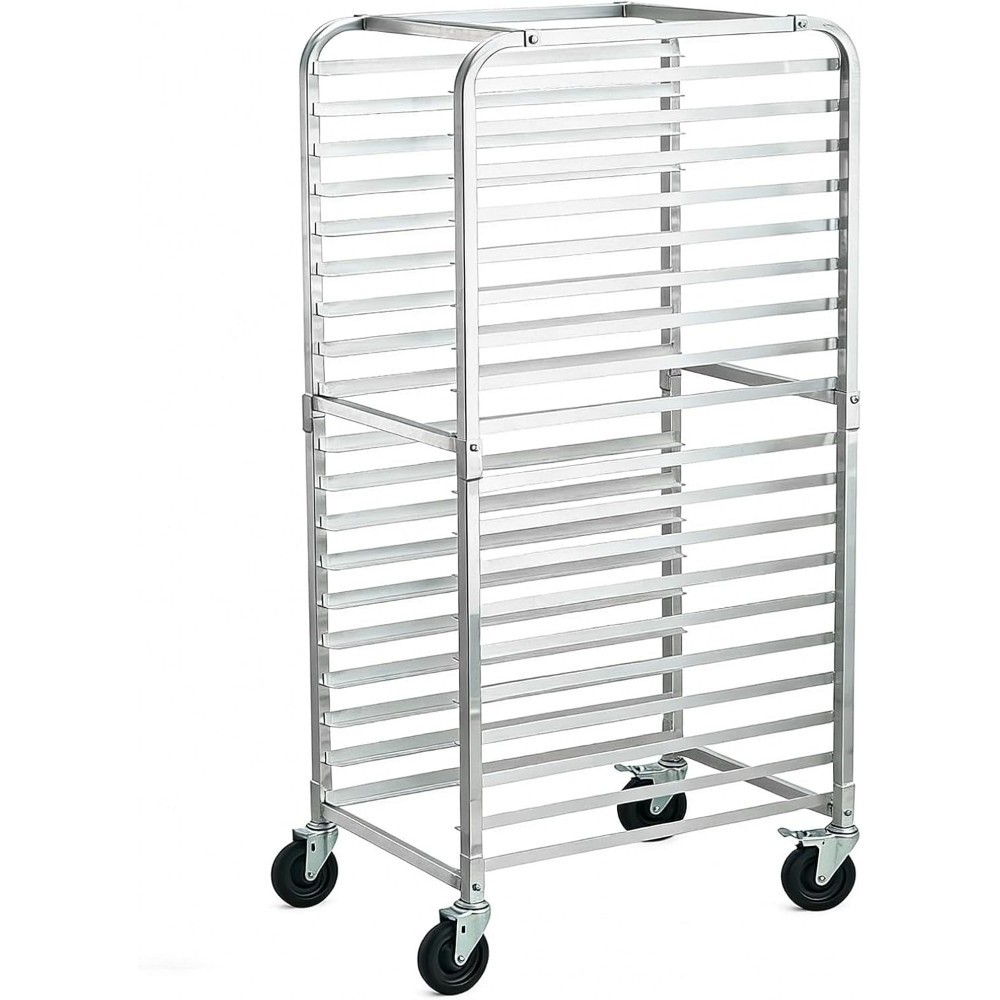 Aluminum Rolling Rack with Lockable Casters - Multi-Use Kitchen & Bakery Cart