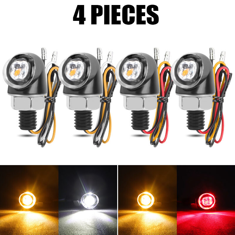 4pcs LED Mini Motorcycle Turn Signal Indicator Brake Light Running Lamp DRL 12V