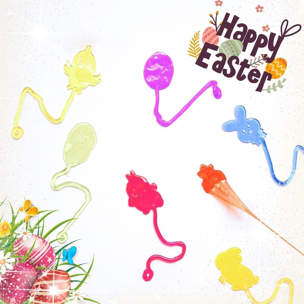 24 Pack Easter Eggs with Toy Inside,Includes Coil Springs,Squishies,Sticky Hands
