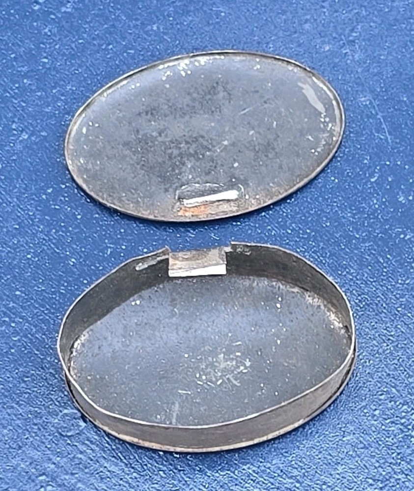Primative Oval Tin Tobacco Snuff Box