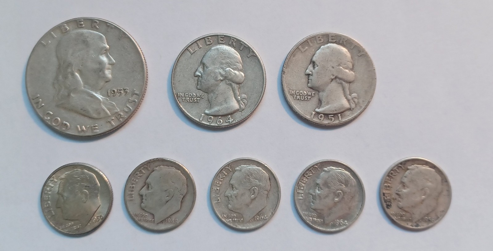 Silver Barter Bag US Junk 90% Silver Half  Quarters Dimes  $1.50 FV 1 Troy OZ