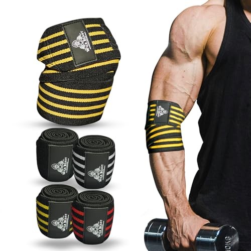 Elbow Wraps for Weightlifting Men (Pair), Stretchable 41" Elbow Yellow