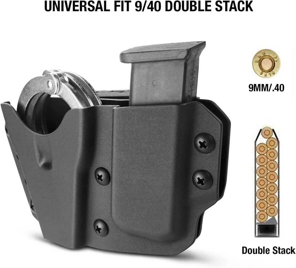 Kydex Handcuff Holster with 9/.40 Double Stack Holder Combo Kydex Handcuff Case