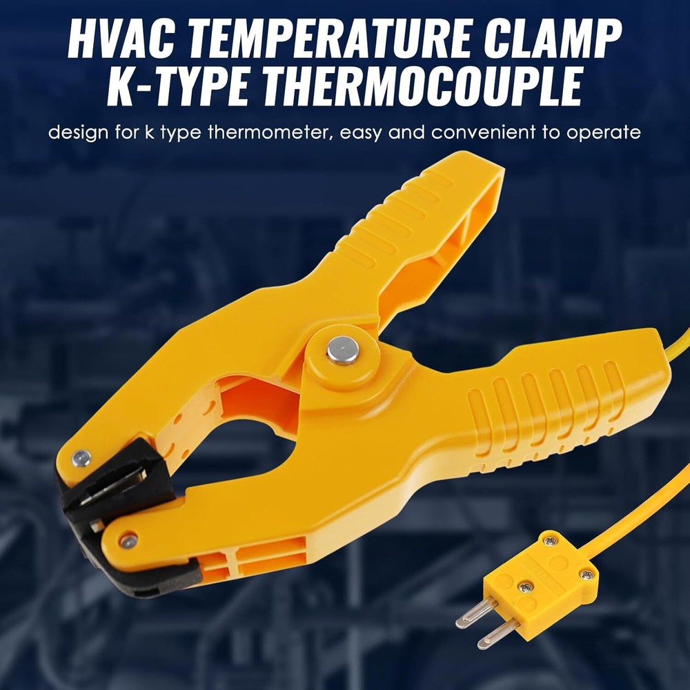 HVAC K-Type Thermocouple Thermometer Clamp Probe, Pipe Temperature Sensor