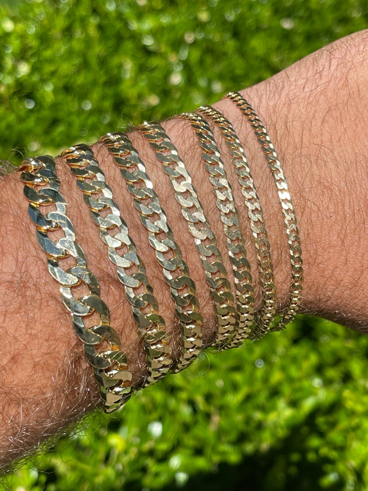 14k Gold Plated 925 Sterling Silver Flat Cuban Bracelet