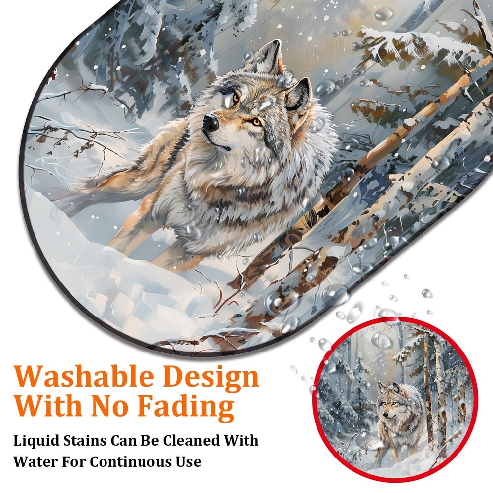 Personalized Snowforest Wolf Mousepad with Coaster Set - Stylish Design, Non-...