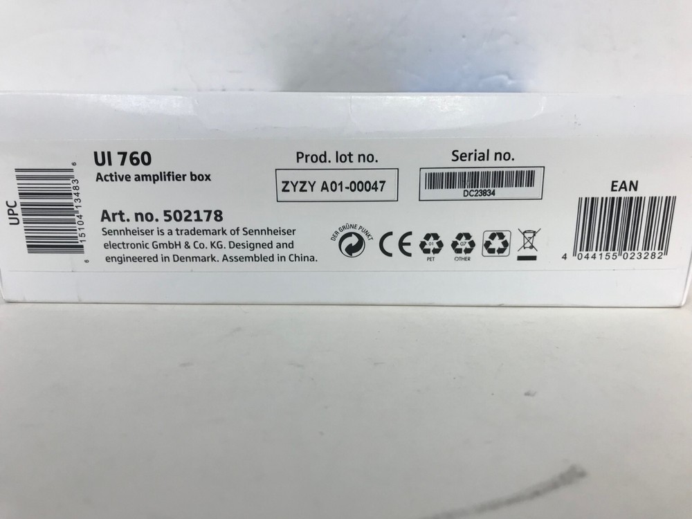 SENNHEISER COMMUNICATIONS UI 760 ACTIVE AMPLIFIER BOX 501178 NEW OPEN BOX