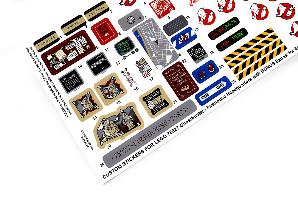 CUSTOM STICKERS for Set 75827 Firehouse Headquarters Ghostbusters , Models, etc