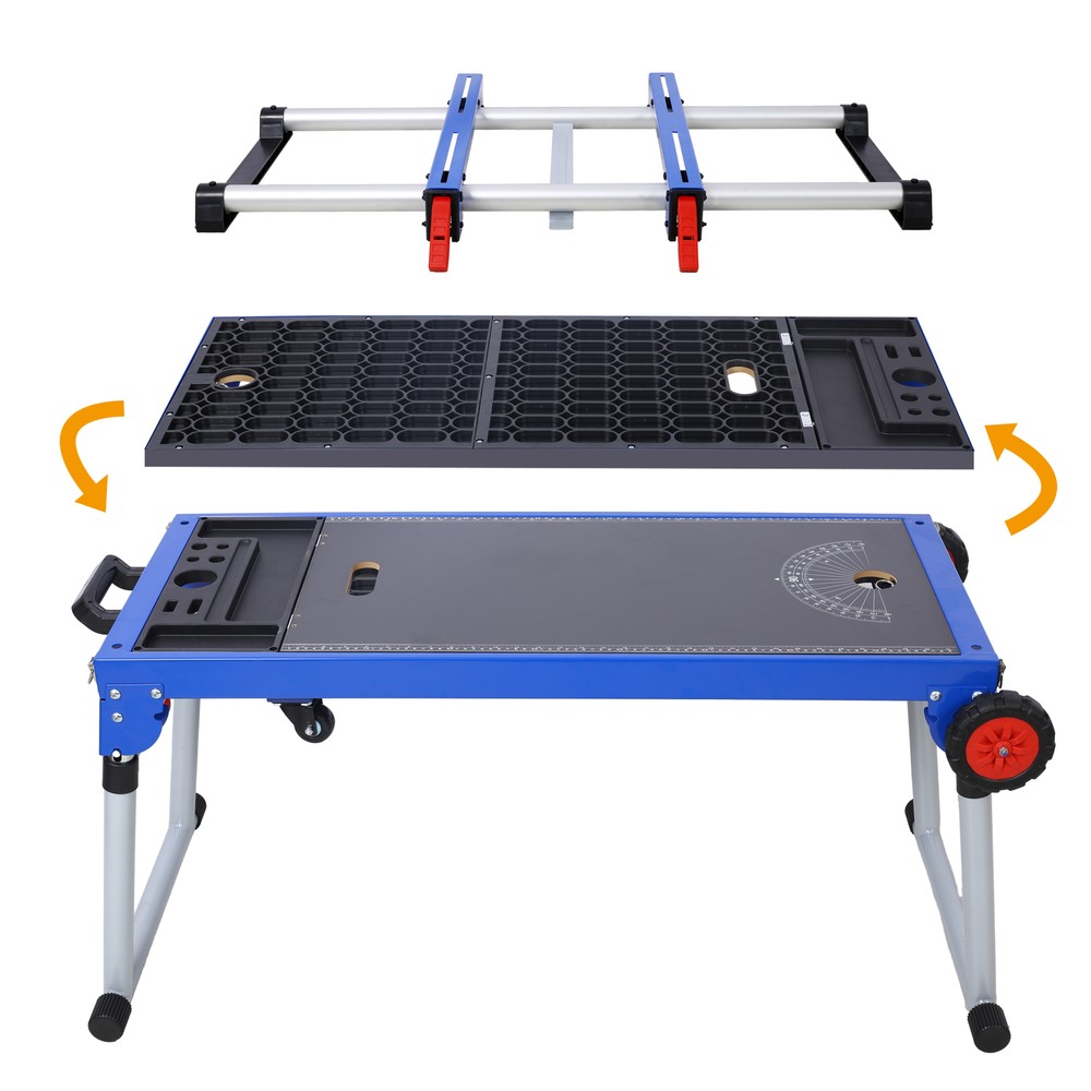 Detachable Miter Saw Stand 5-in-1 Portable Workbench Quick Folding Work Table
