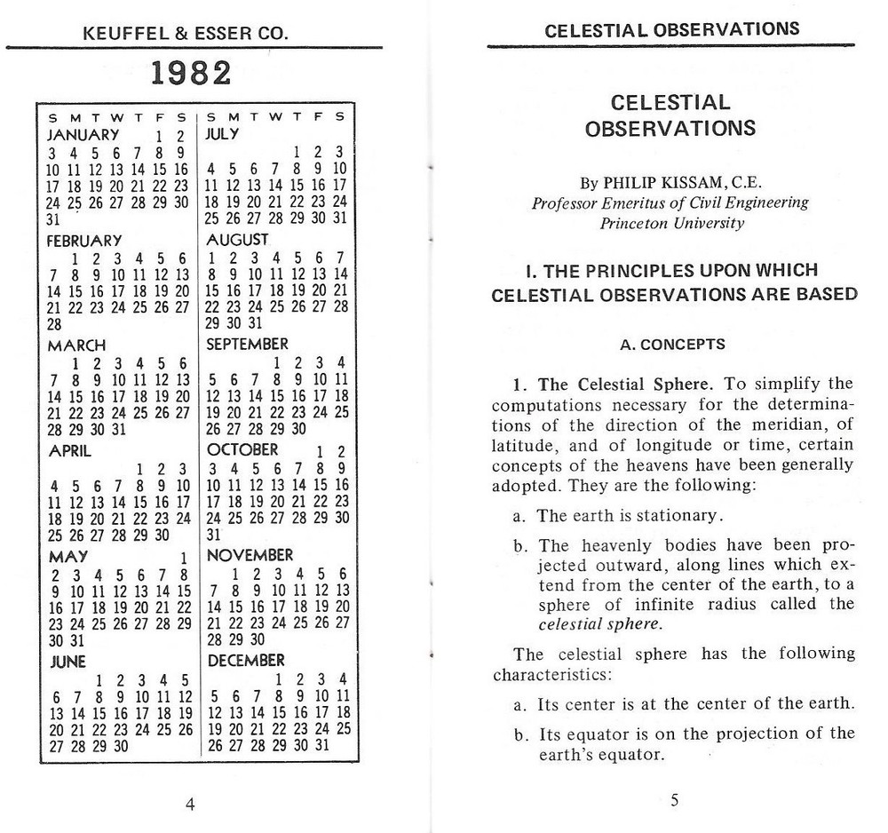 1982 KEUFFEL & ESSER SOLAR EPHEMERIS