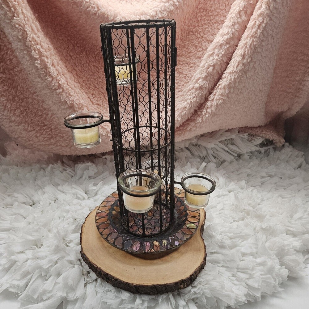 Rustic Metal Tower Includes Mosaic Plate Tea Lights Or Your Own Creativity!